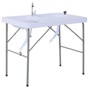 Folding Camping Table with Faucet and Dual Water Basins