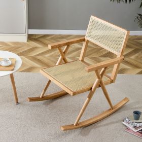 Solid wood+imitation rattan rocking chair